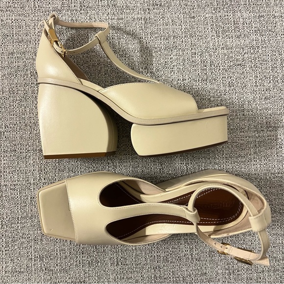 Zimmermann Farrow Sandals 75mm Cream Chunky Leather Heels Size 39 - Picture 1 of 16
